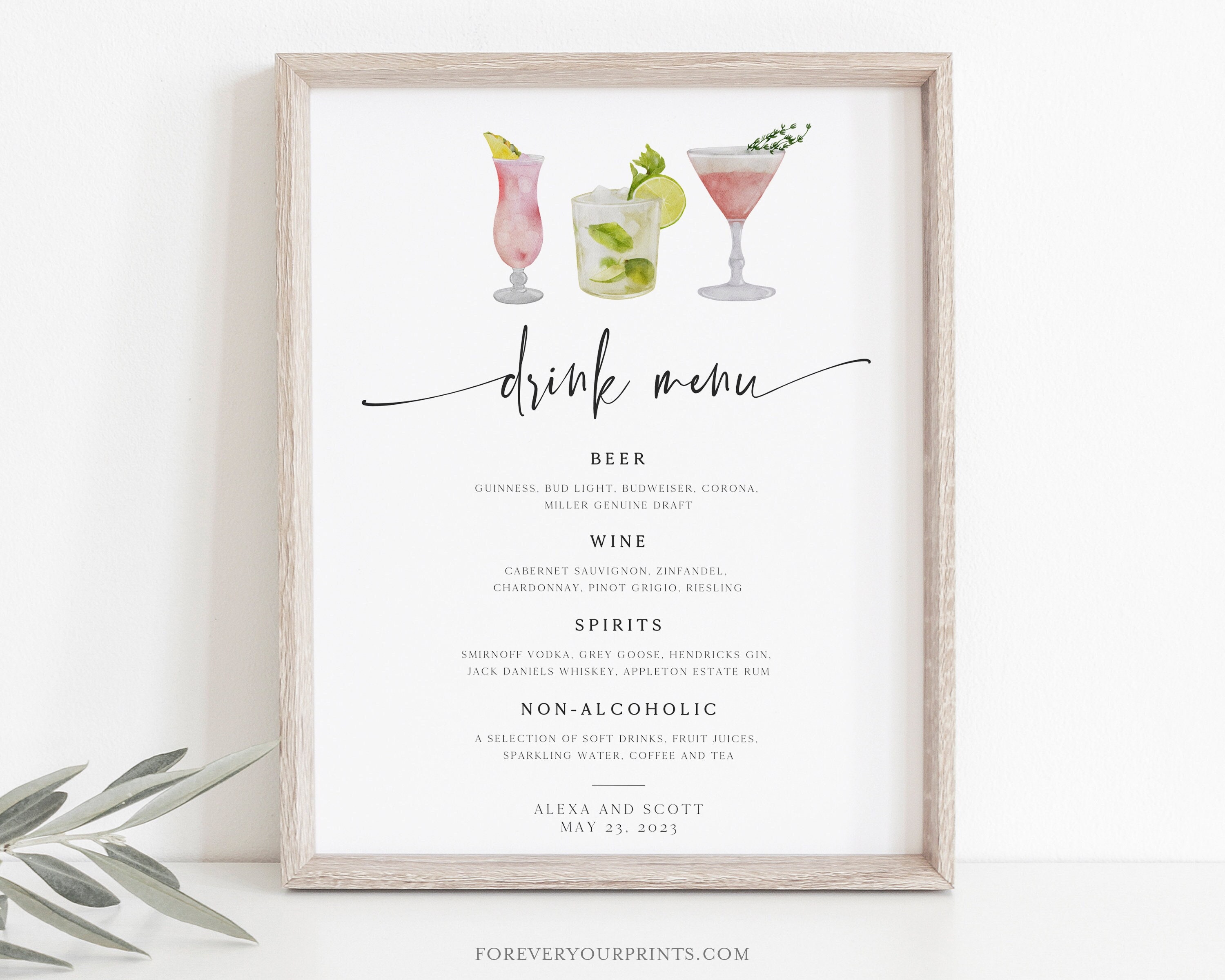 Custom Cocktail Menu For Wedding Birthday Baby Shower Glwec in custom-cocktail-menu-for-wedding-birthday-baby-shower-glwec-in