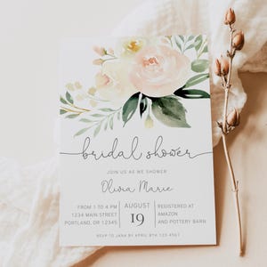Bridal Luncheon Invitation Template, Floral Wedding Shower Invite, Editable Invitation Instant Download, Corjl