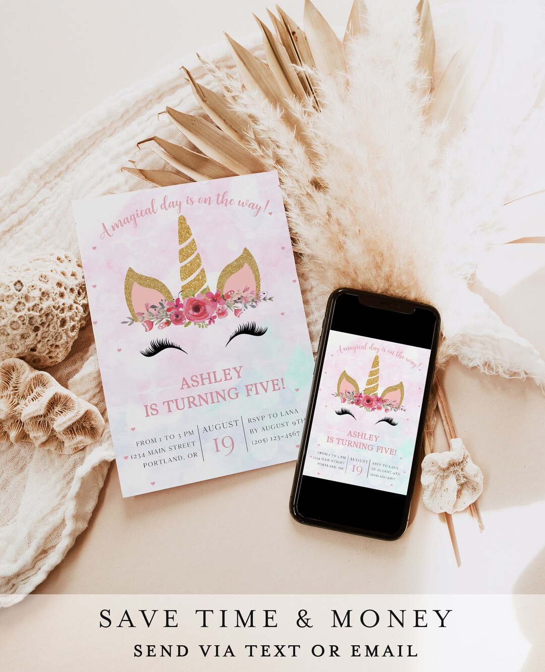 Unicorn Birthday Invitation Printable Unicorn Birthday Party Invite ...