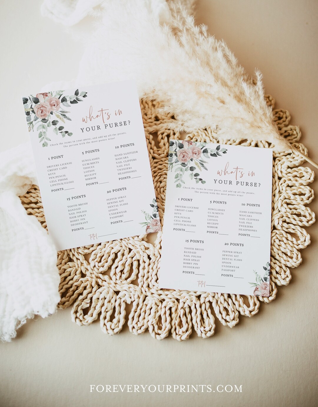 What's in Your Purse Game Printable Bridal Shower Game, Minimalist ...