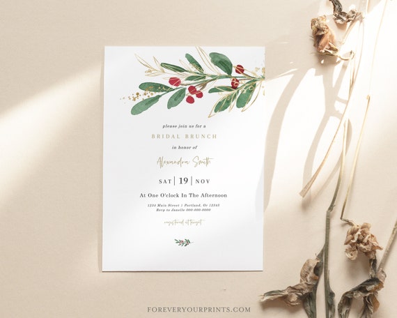 Bridal Brunch Invitation, Bridal Luncheon Invitation, Winter Bridal Shower, Digital Download, TRY BEFORE You BUY Il_570xn