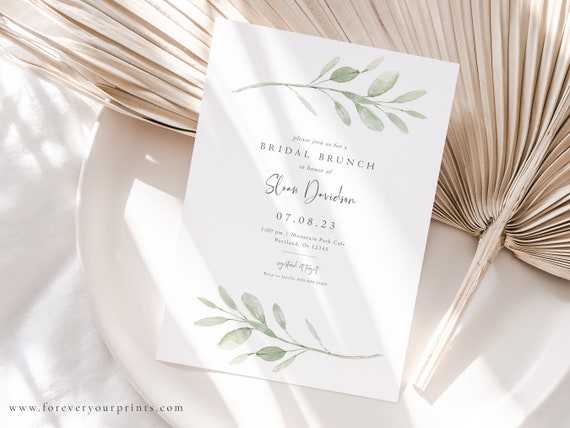Bridal Brunch Shower Invitation Template, Boho Greenery Wedding Shower, Printable Couples Shower, Editable Text, INSTANT DOWNLOAD Il_570xn