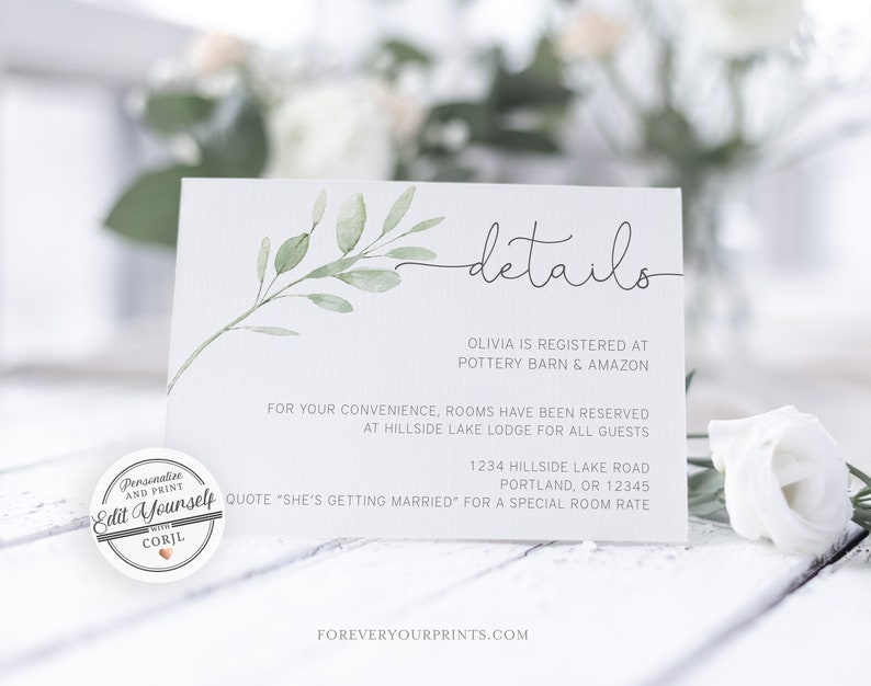 Details Card Template, Editable Registry Card, TRY BEFORE You BUY, Instant Download image 9