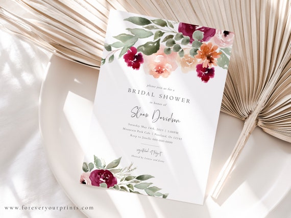 Bridal Shower Invitation Template Bridal Shower Invite Floral Invitation 100 Editable Text Printable Instant Download By Forever Your Prints Catch My Party