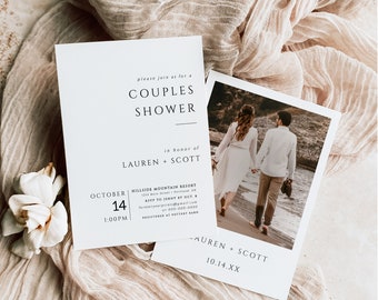 Minimalist Bridal Shower Invitation | Couples Engagement Party Invite | Coed Shower | Editable Text | Corjl | Digital Download