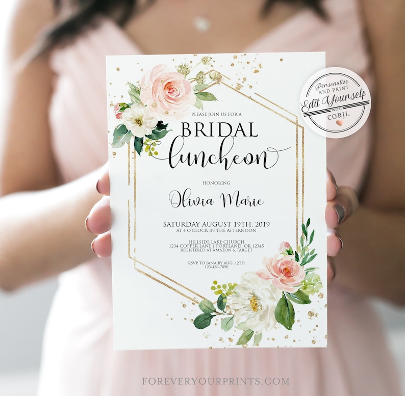 Bridal Luncheon Invitation Template Editable Invitation | Etsy