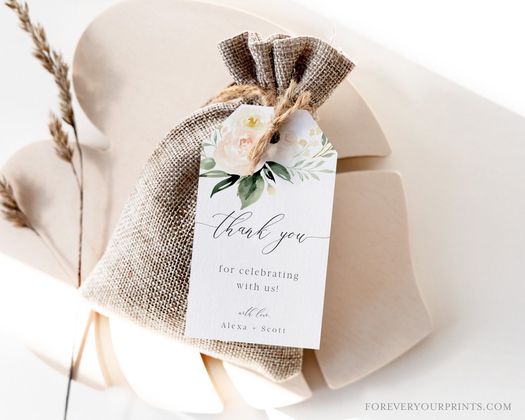 Boho Wedding Favor Tags, Floral Thank You Tags, Bridal Shower Gift Tags ...