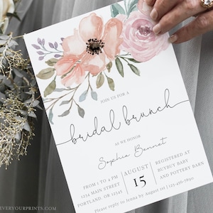 Modèle d'Invitation pour le brunch nuptiale, téléchargement immédiat, invitation imprimable de douche de mariage