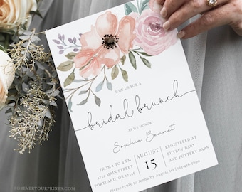 Bridal Brunch Invitation Template, INSTANT DOWNLOAD, Printable Wedding Shower Invite