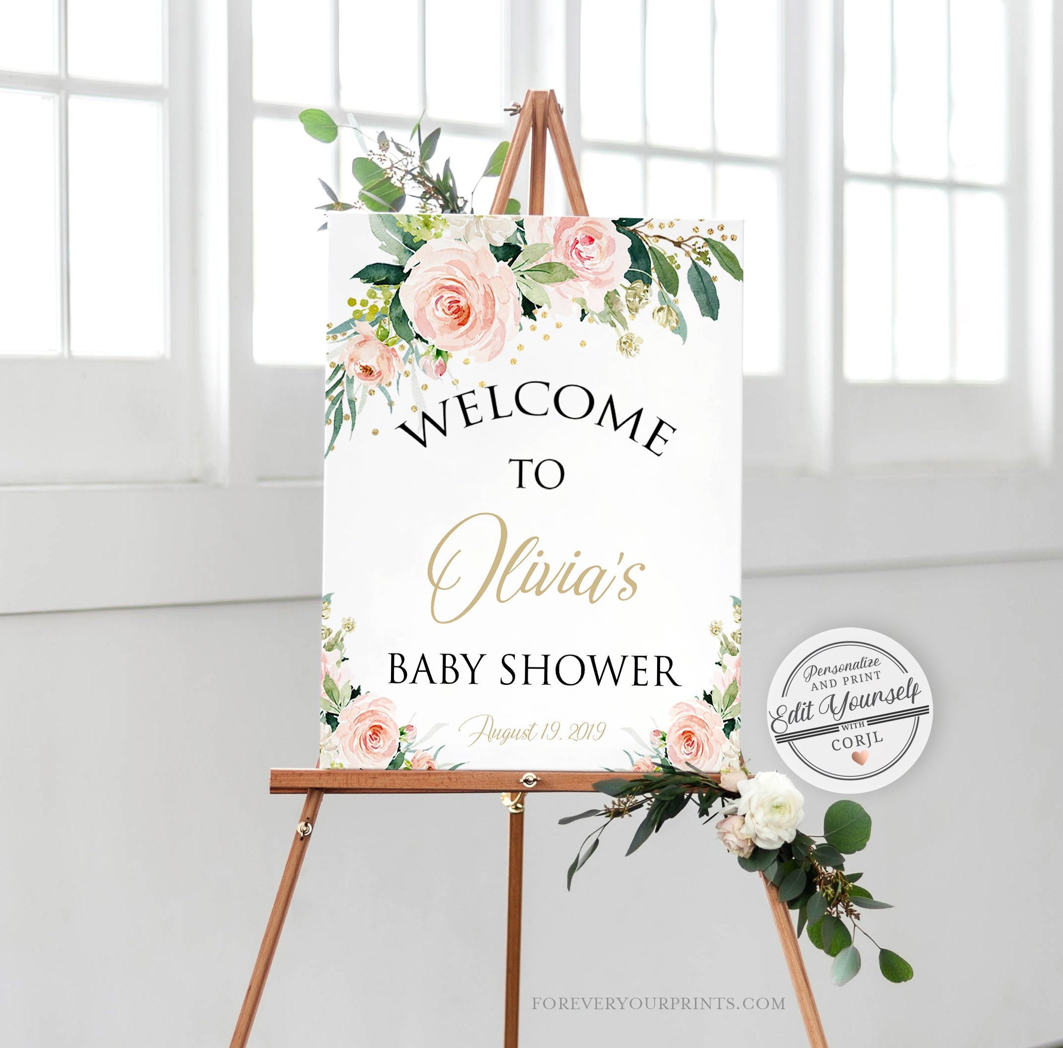 Printable Stationary Brunch large Baby Sprinkle Baby Shower Welcome Sign INSTANT DOWNLOAD Poster Templett Portrait Instant Download