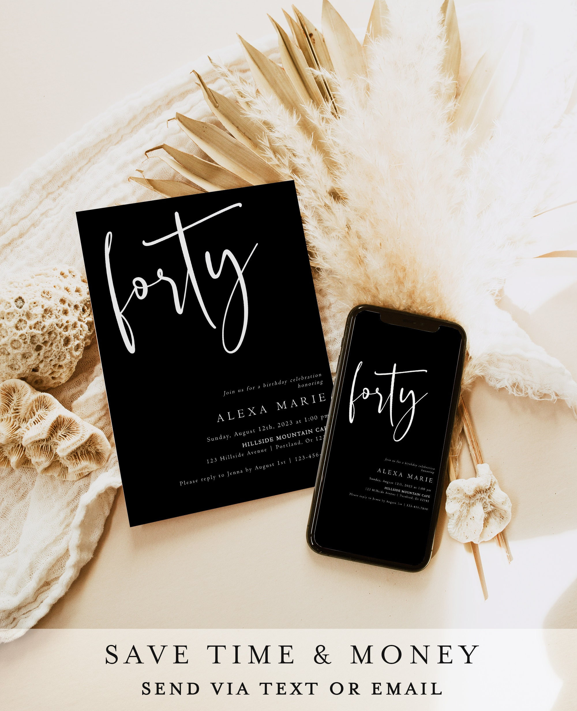 40th Birthday Invitation Template Minimalist Adult Birthday Party