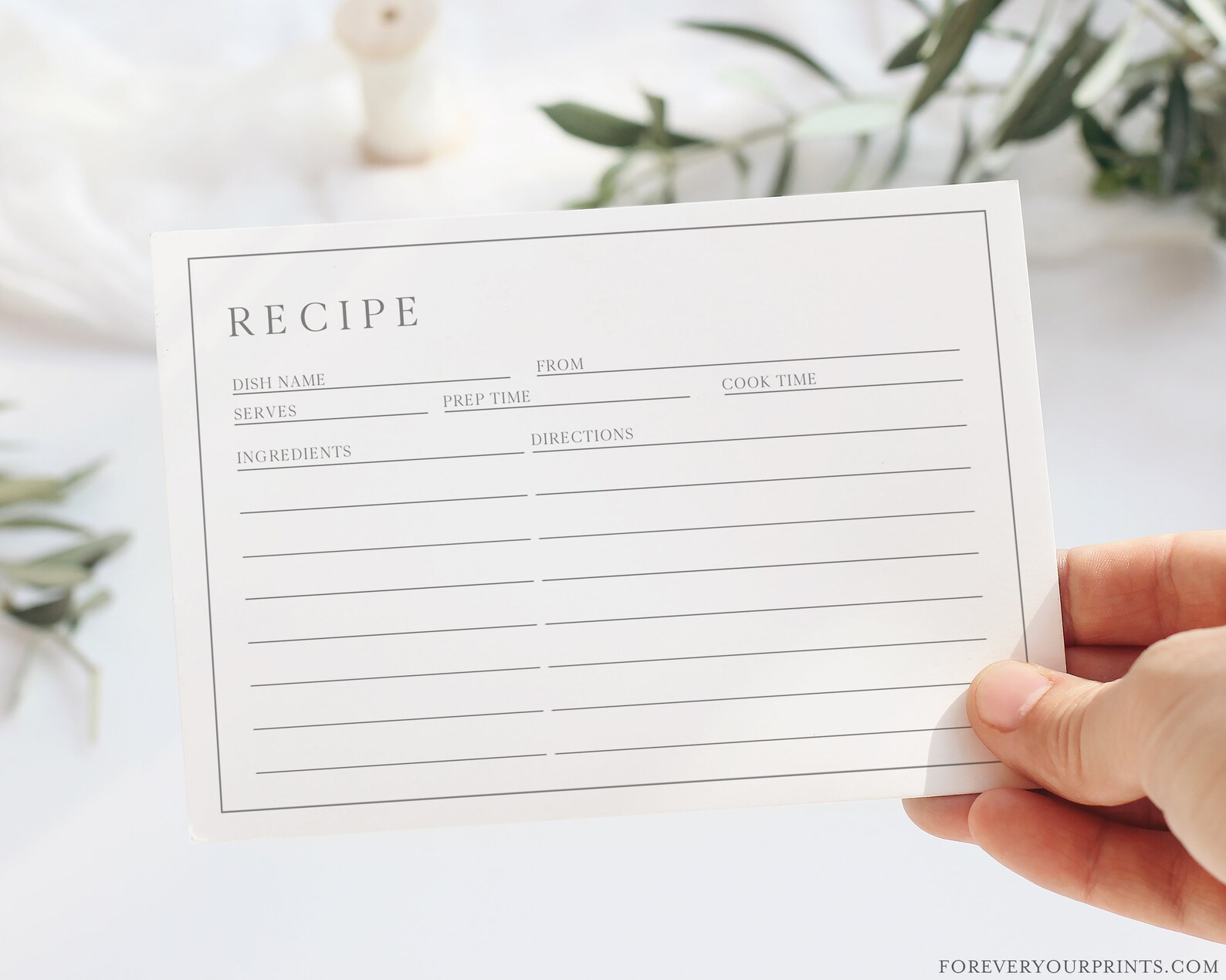 Minimalist Recipe Card Printable Instant Download 100% - Etsy