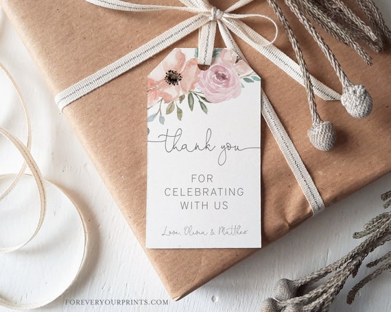 Wedding Thank You Tag Template, 100% Editable Text, Favor Tag, Classic, Modern, Floral, Printable Gift Tag Il_570xn