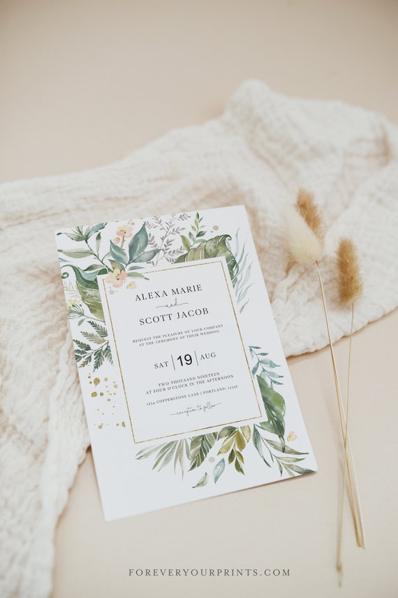 Wedding Invitation Template, Eucalyptus Greenery, Modern Wedding Invitation, Printable, Editable, INSTANT Download, Il_570xn