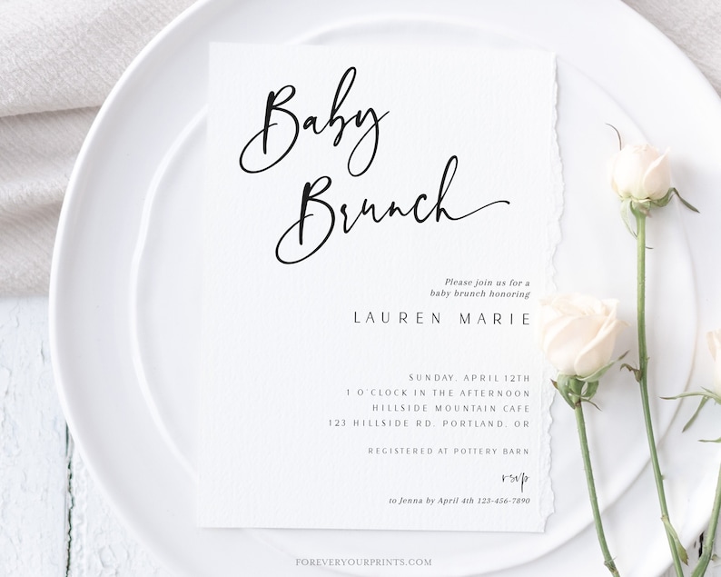 Baby Brunch Invitation Minimalist Baby Shower Invite Digital Etsy