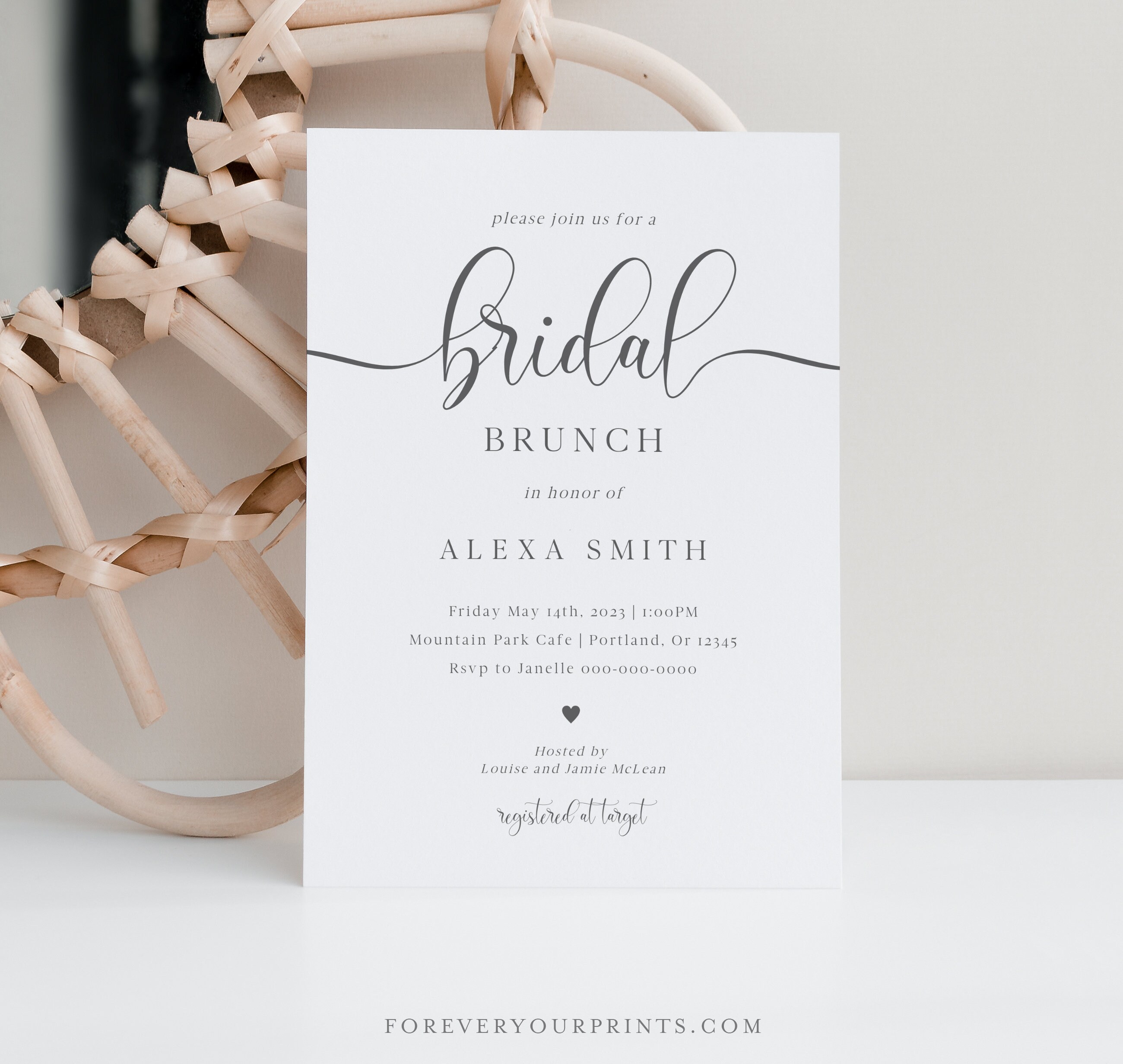 Bridal Brunch Invitation Bridal Luncheon Invitation Digital Etsy