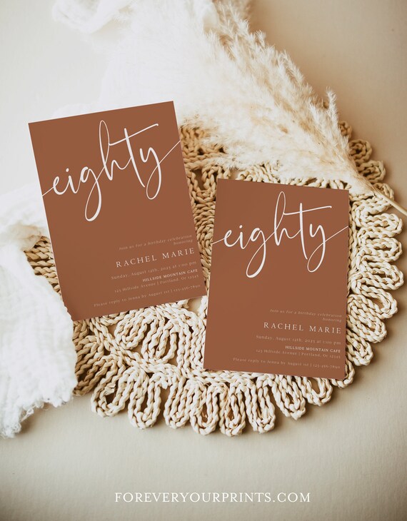 80th Birthday Invitation Printable Minimalist Birthday | Etsy