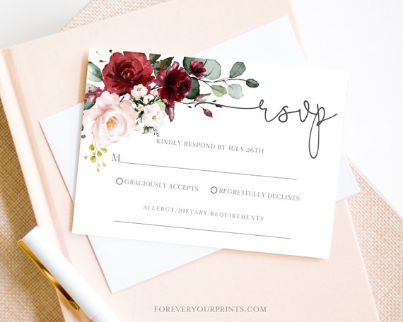 Wedding RSVP Card Template, Editable Response Card, RSVP Template Il_570xn