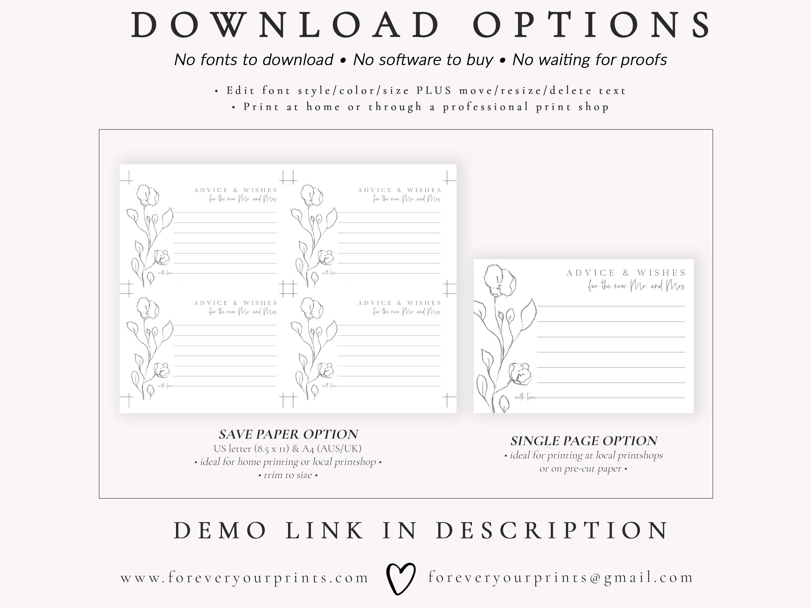 Wedding Advice Cards Printable Marriage Advice Cards | Etsy