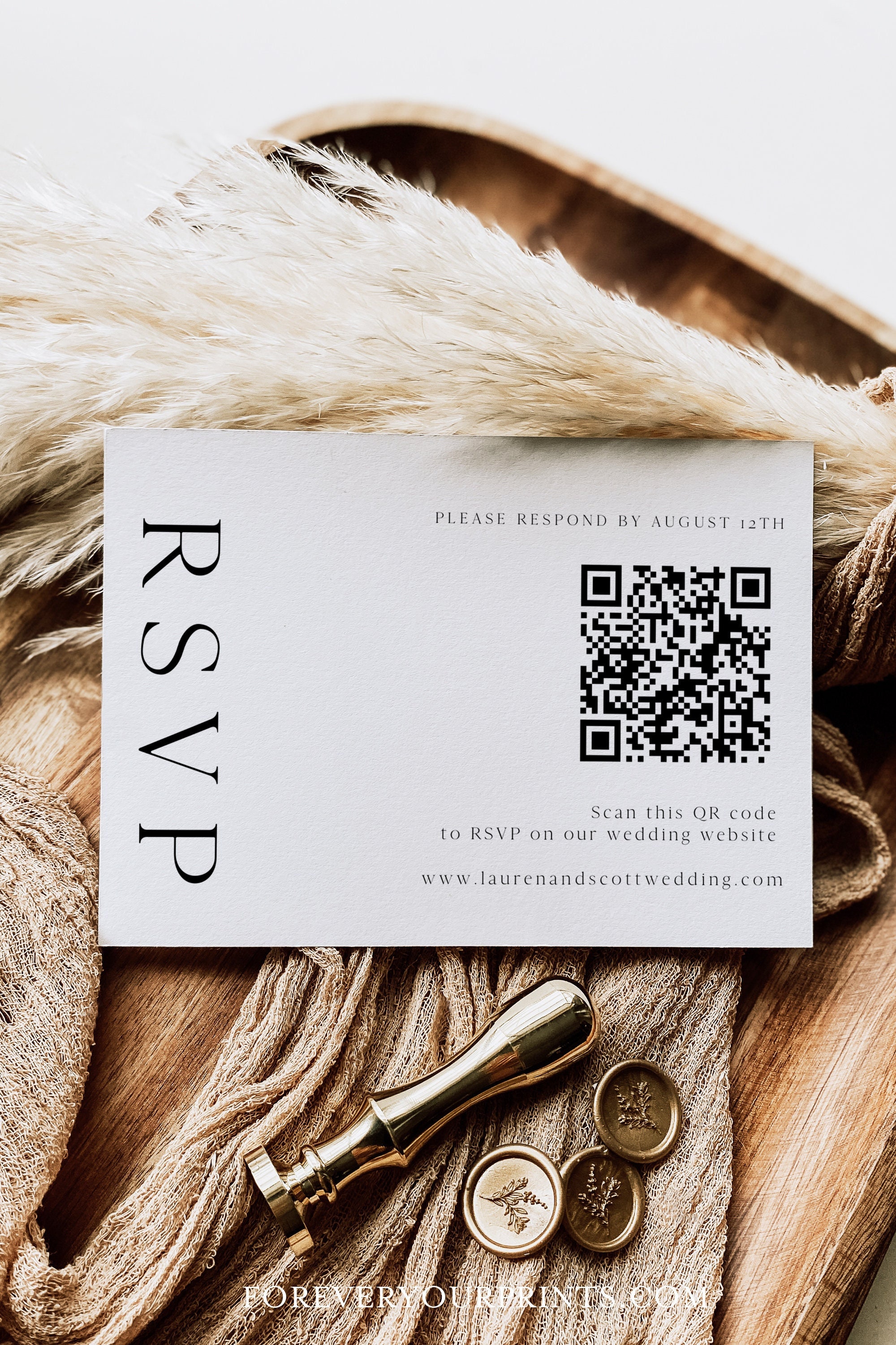 QR Code Wedding Rsvp Cards Online Reply Card Template Modern 