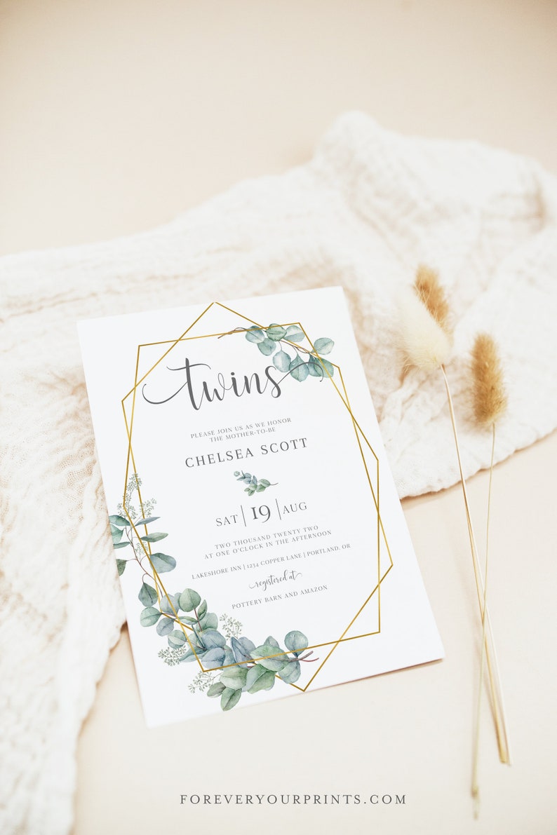 Twins Baby Shower Invitation Template Printable Twin Baby - Etsy