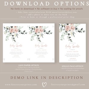 Baby Sprinkle Invitation Girl, Baby Sprinkle Invite Template, TRY BEFORE You BUY, Edit Yourself, Instant Download image 7