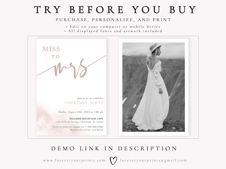 Miss to Mrs Bridal Shower Invite | Forever Your Prints