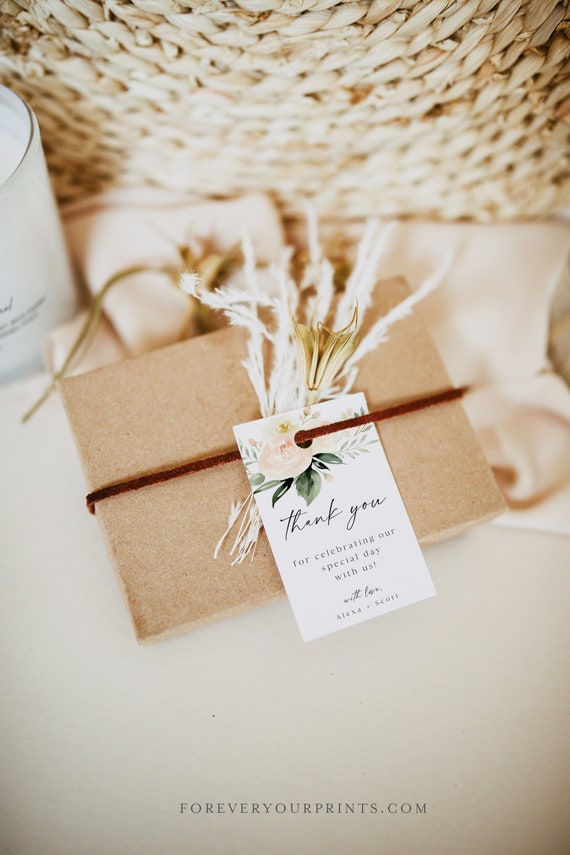 Classic Wedding Favor Tags, Floral Thank You Tags, Baby Shower Gift Tags, Personalized, Editable Template Il_570xn