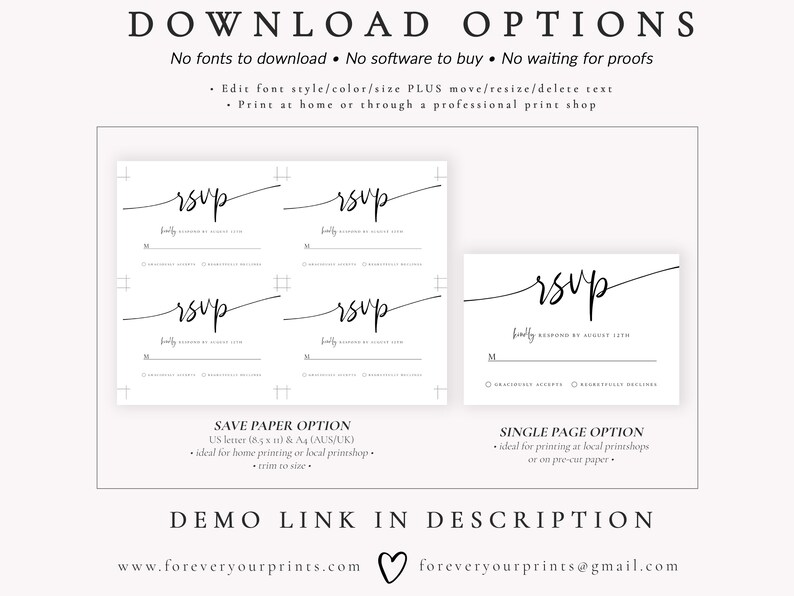 QR Code Wedding Rsvp Cards, Online Reply Card Template, Modern Minimalist, 100% Editable Text, Diy, Digital Download image 6