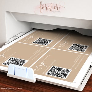 QR Code Rsvp Cards, Online Reply Card Template, Modern Minimalist, Boho, 100% Editable Text, Diy, Digital Download, Corjl image 7