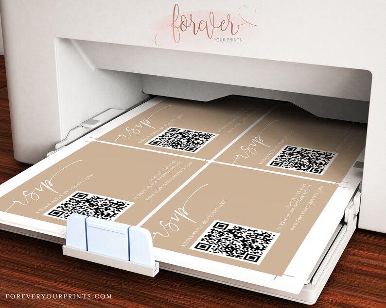 QR Code Rsvp Cards, Online Reply Card Template, Modern Minimalist, Boho, 100% Editable Text, Diy, Digital Download, Corjl image 7