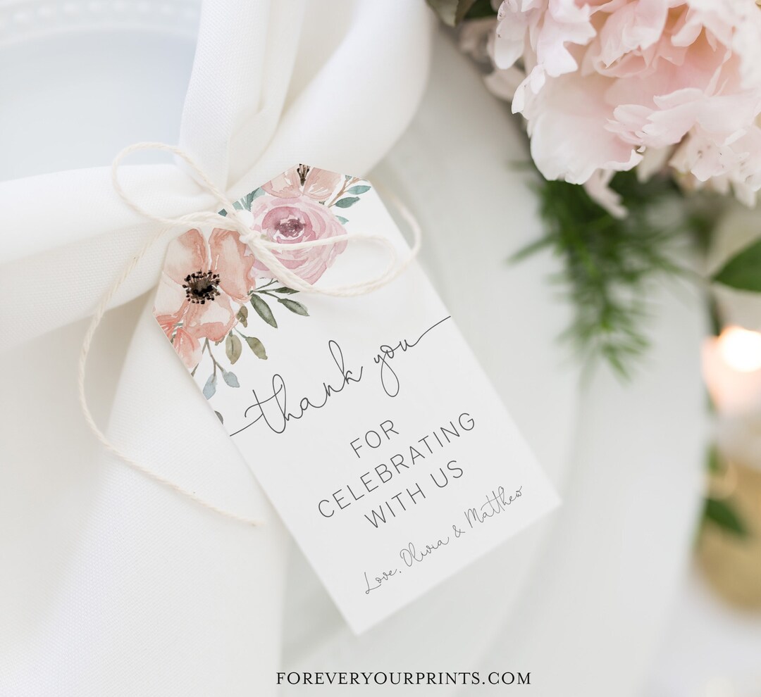 Wedding Thank You Tag Template, 100% Editable Text, Favor Tag, TRY ...