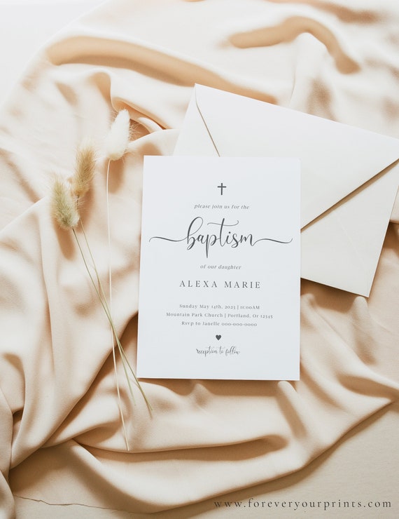 Baptism Invitation Printable Editable Baptism Invite - Etsy