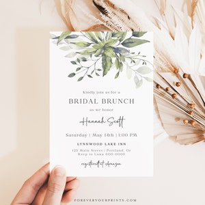 Bridal Shower Invitation Template, Bridesmaid Brunch Invite, Editable, Printable Bridal Shower Invitation Card, Eucalyptus, Instant Download