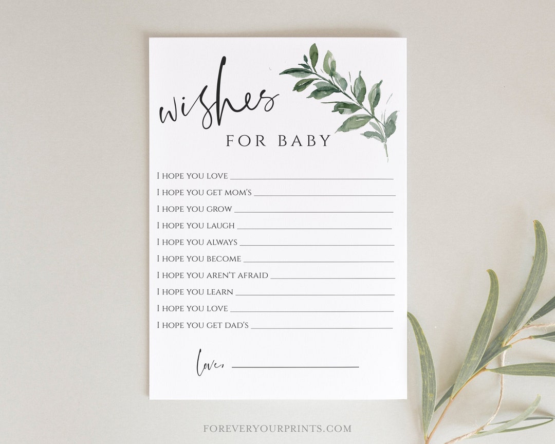 Wishes for Baby, Baby Shower Game, Advice and Wishes, Gender Neutral