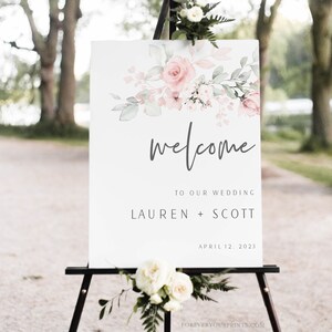 Wedding Welcome Sign Template, Wedding Signage, Wedding Decor, Editable and Printable, Floral Flower, Digital Download image 7
