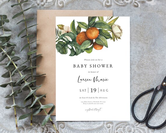 citrus baby shower invitations
