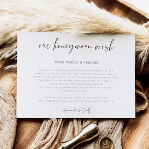 Minimalist Flitterwochen Fund Kartenvorlage | Unsere Flitterwochen-Wunschkarte | Hochzeit Beilage Karte | Hochzeitskarte | Elopement Insert-Karte