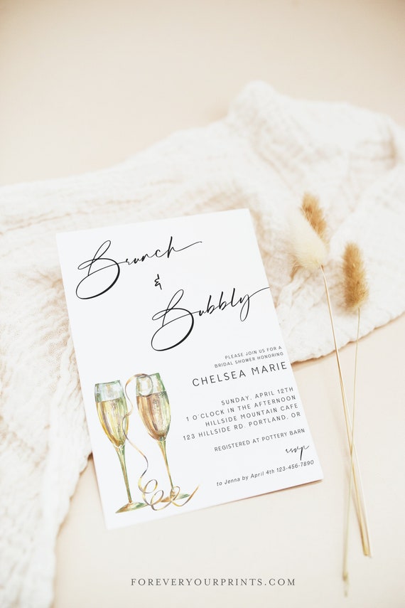 Bridal Shower Invitation Printable Brunch & Bubbly Wedding Shower