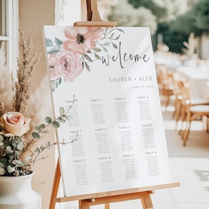Wedding Seating Chart Template | Printable Seating Sign Poster | Editable Corjl Table Chart | Wedding Welcome Sign | Instant Download