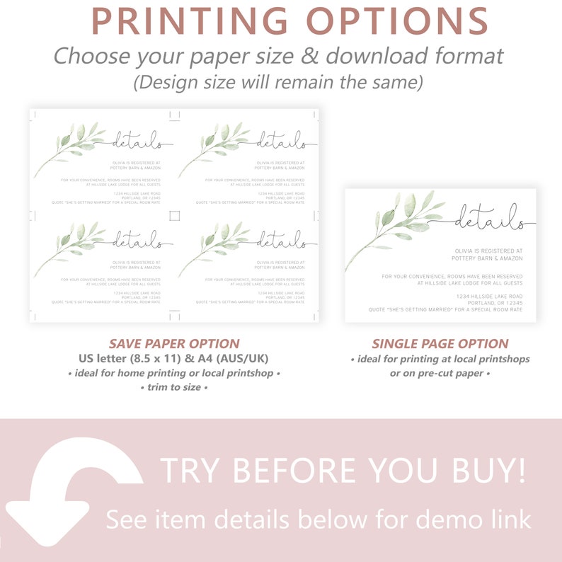 Details Card Template, Editable Registry Card, TRY BEFORE You BUY, Instant Download image 8