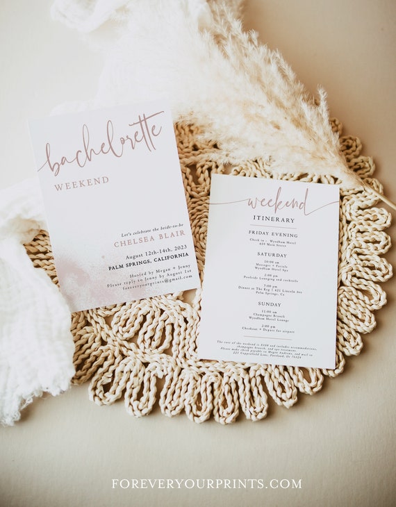Bachelorette Invitation and Itinerary Template, Bachelorette Weekend, Hen Party, Editable Instant Download Il_570xn