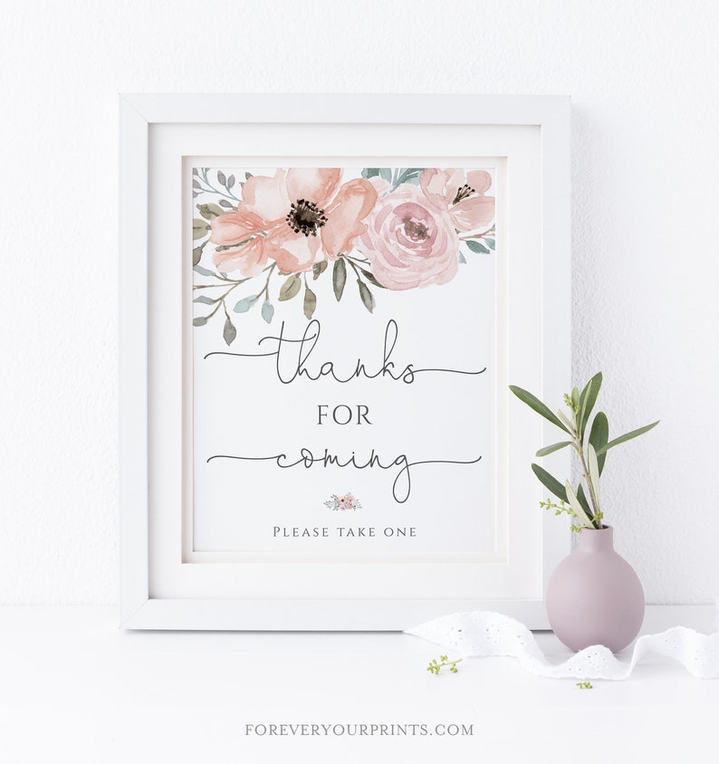 DIGITAL: Floral Baby Shower Thank You Sign, Baby Sprinkle Baby Shower Decor image 2