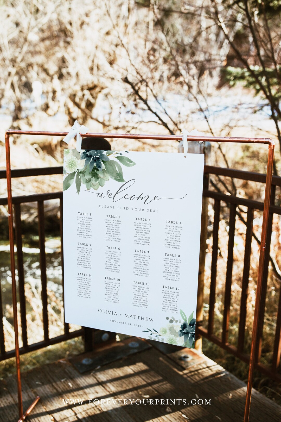 Classic Seating Chart Poster, Printable Wedding Seating Sign, Instant ...