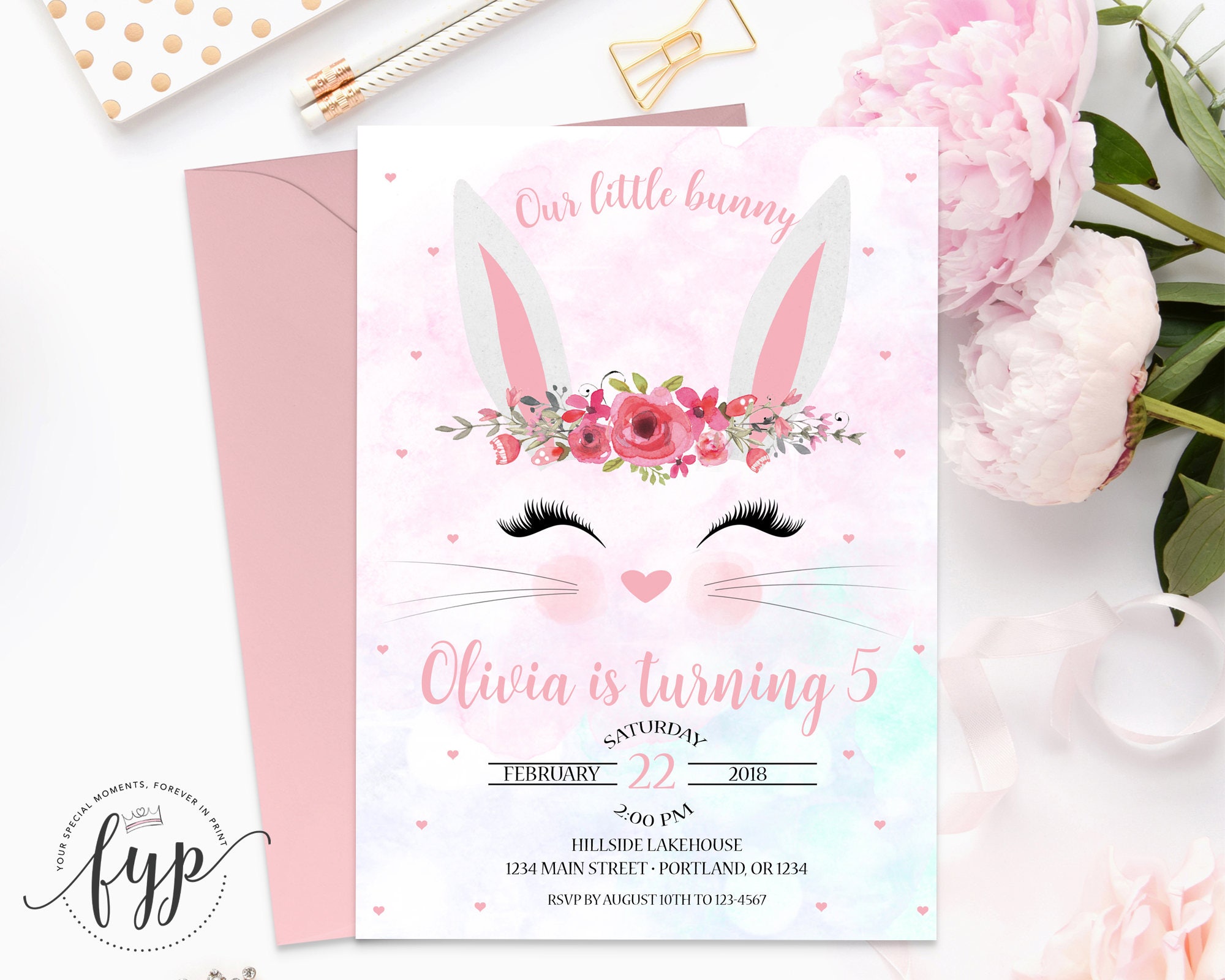Bunny Birthday Invitation Printable Some Bunny Invitation | Etsy