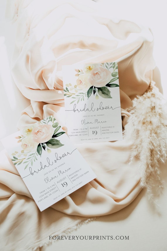 Bridal Shower Invitation Printable Floral Bridal Shower Etsy