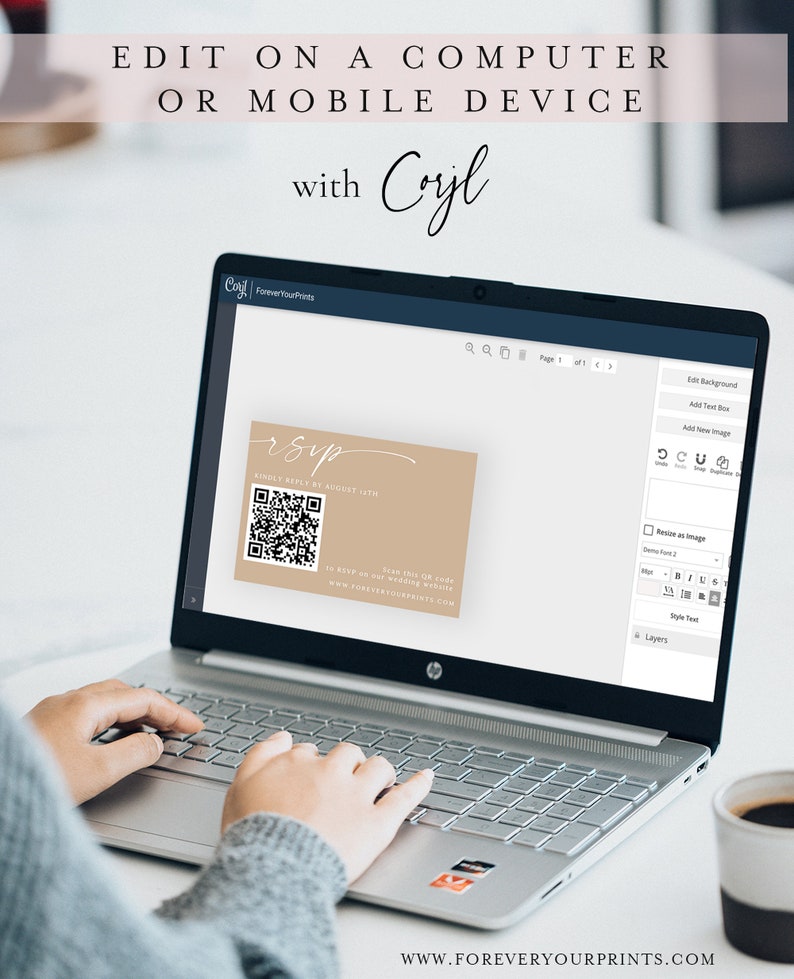 QR Code Rsvp Cards, Online Reply Card Template, Modern Minimalist, Boho, 100% Editable Text, Diy, Digital Download, Corjl image 4