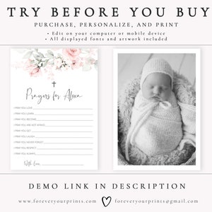 INSTANT DOWNLOAD Baby Shower Games: Prayers For Baby Card, Well Wishes for Baby, Floral Baby Shower image 5