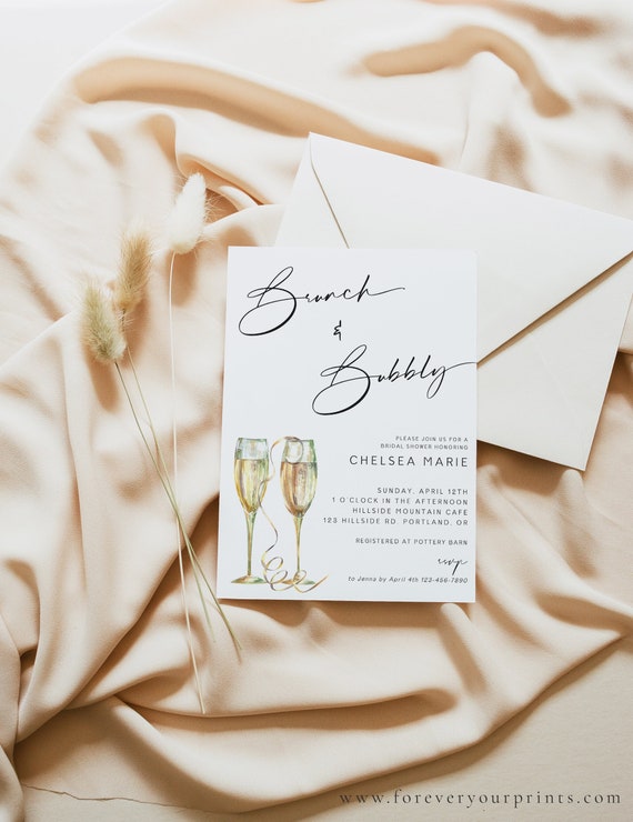 Brunch & Bubbly Bridal Shower Invite Wedding Shower Invitation