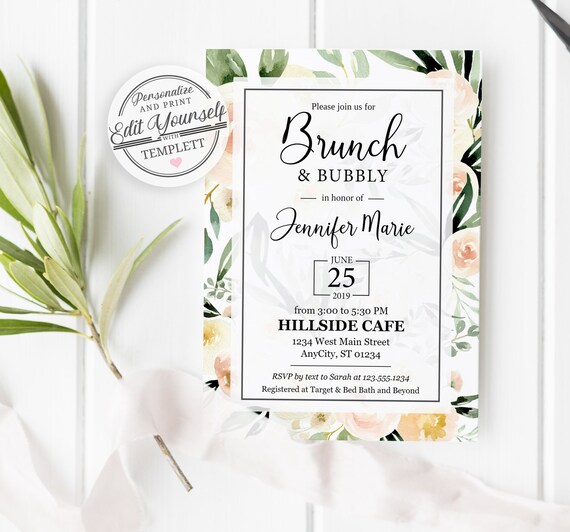 Brunch And Bubbly Invitation Template 6